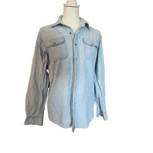 WRANGLER button up denim shirt with star pattern on back womens size small
